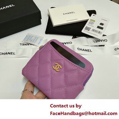 Chanel Grained Calfskin  &  Gold-Tone Metal Zip Coin Purse AP2061 Purple 2025